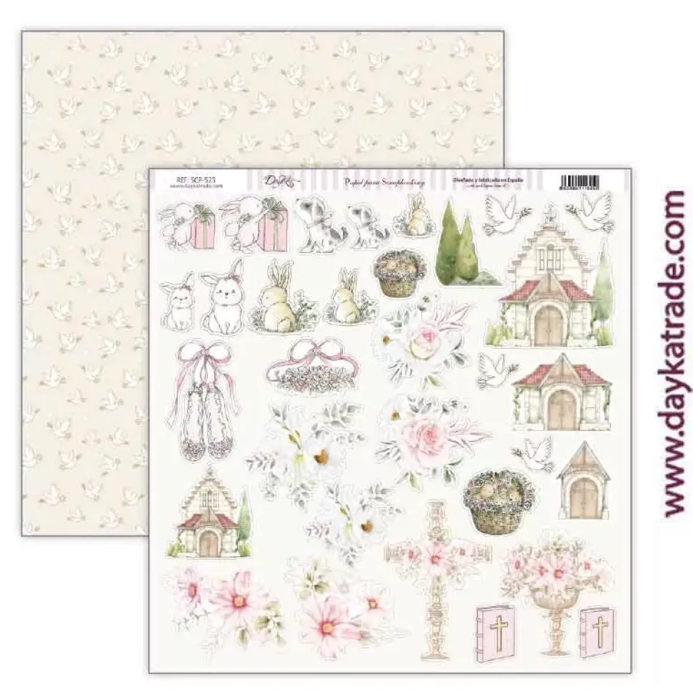 Papel SCP-523 Recortables Bendiciones Niña Dayka 30x30cm