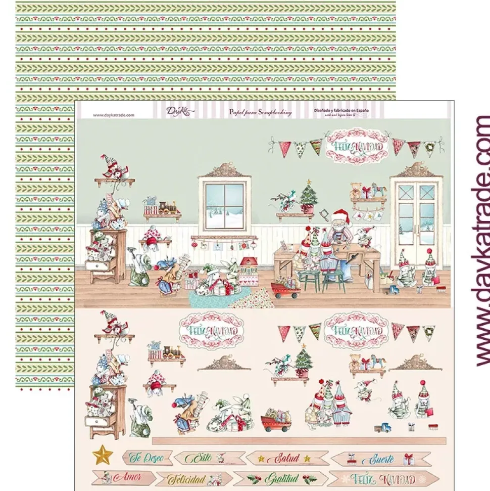 Papel SCP-286 Taller de Noel con juguetes 30x30cm Dayka
