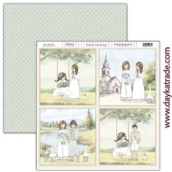 Papel SCP-630 Tarjetas Niña En Comunión con la Naturaleza 30x30cm