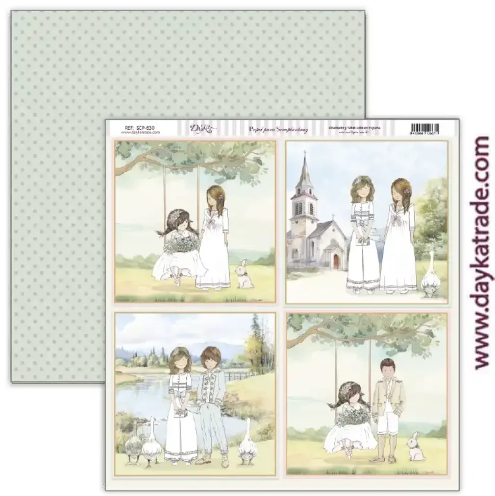 Papel SCP-630 Tarjetas Niña En Comunión con la Naturaleza 30x30cm