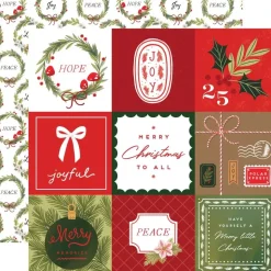 Papel 4"x4" Journaling Cards Christmas Joy Echo Park 30x30cm