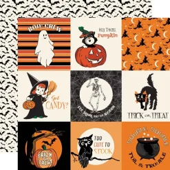 Papel 4"x4" Journaling Cards Halloween Fun Carta Bella 30x30cm