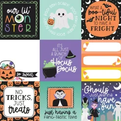 Papel 4"x4" Journaling Cards Monster Mash Echo Park 30x30cm