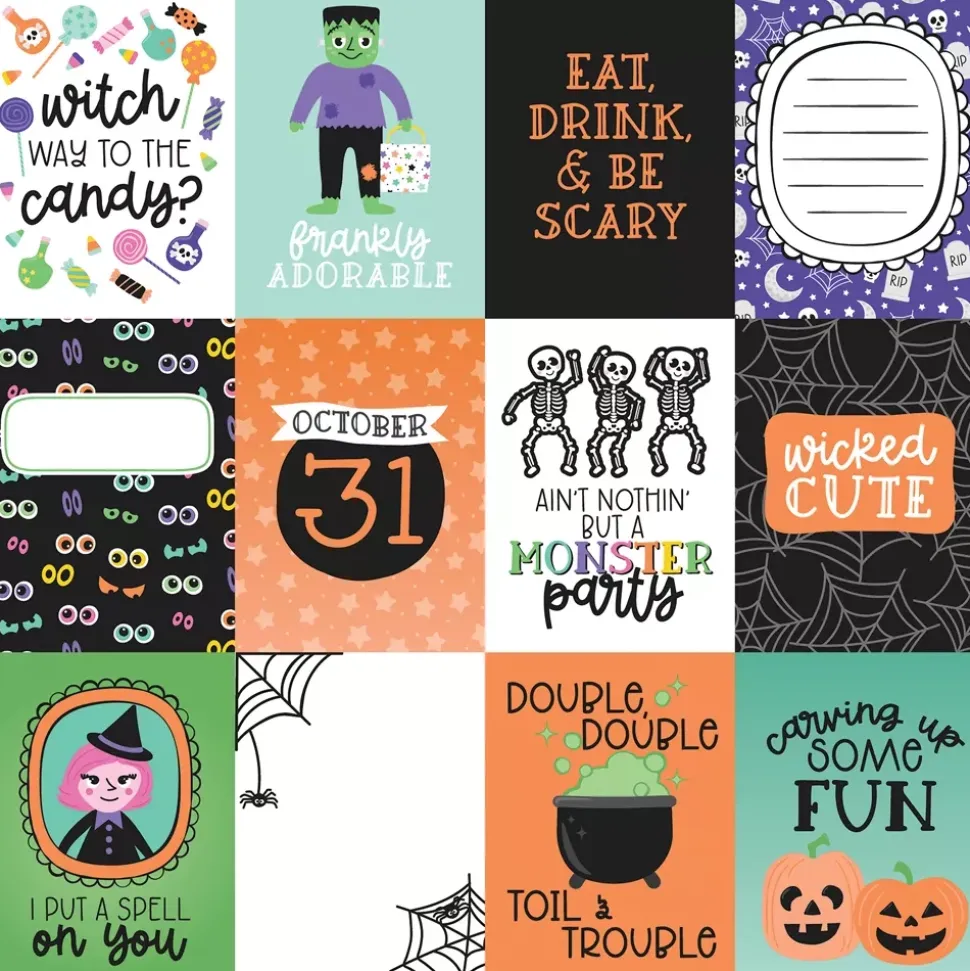 Papel 3"x4" Journaling Cards Monster Mash Echo Park 30x30cm