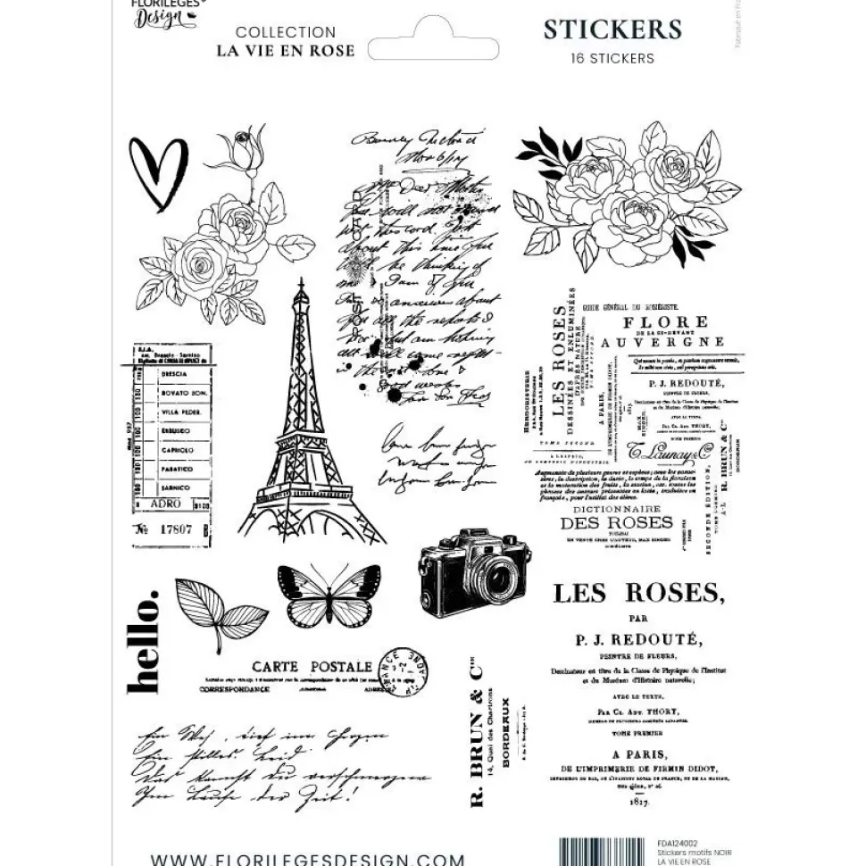 Pegatinas transparentes Motivos en Negro La Vie en Rose Florilèges Design