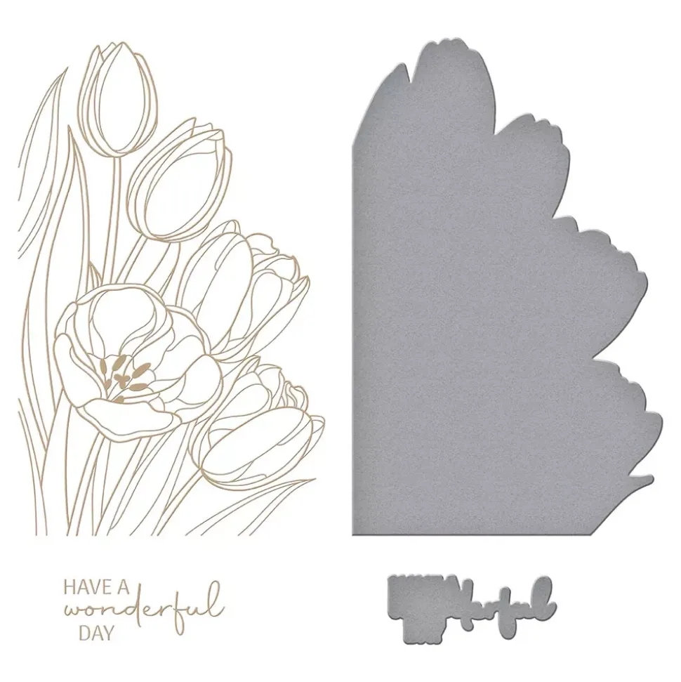 Placa hot foil Wonderful Tulips Glimmer Hot Foil System Spellbinders