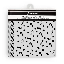 Plantilla de stencil Bastones de caramelo Romantic Candy Christmas Stamperia 18x18cm