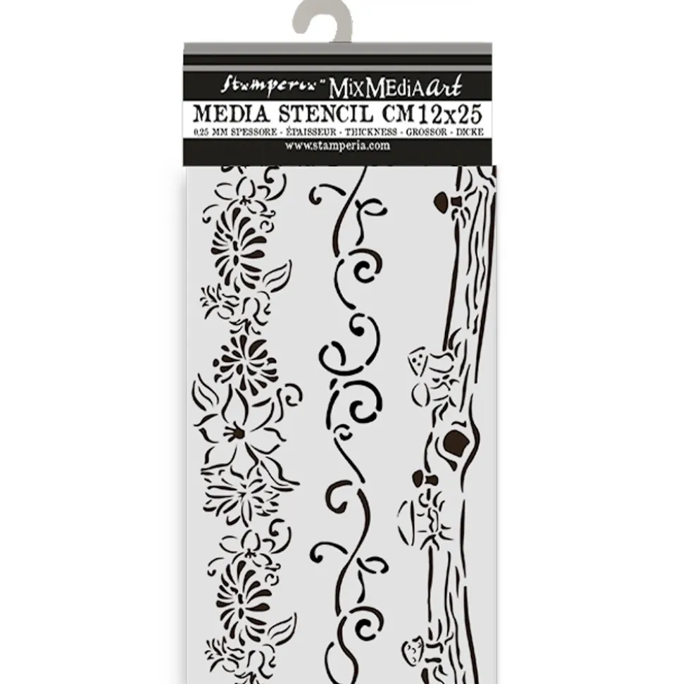 Plantilla de stencil Bordes Romantic Hidden Grove Stamperia 12x25cm