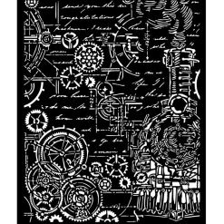 Plantilla de stencil Engranajes Sir Vagabond in Fantasy World Stamperia 20x25cm