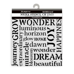 Plantilla de stencil Escritos Romantic Hidden Grove Stamperia 12x12cm