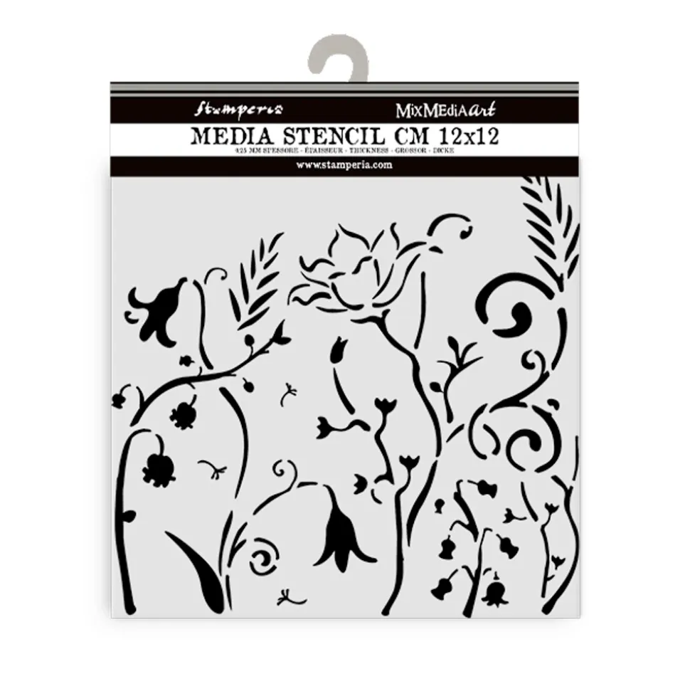 Plantilla de stencil Flores Romantic Hidden Grove Stamperia 12x12cm