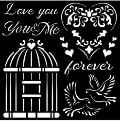 Plantilla de Stencil Love Me You And Me Stamperia 18x18cm