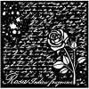 Plantilla de stencil Manuscript W Roses Rose Parfum Stamperia 18x18cm