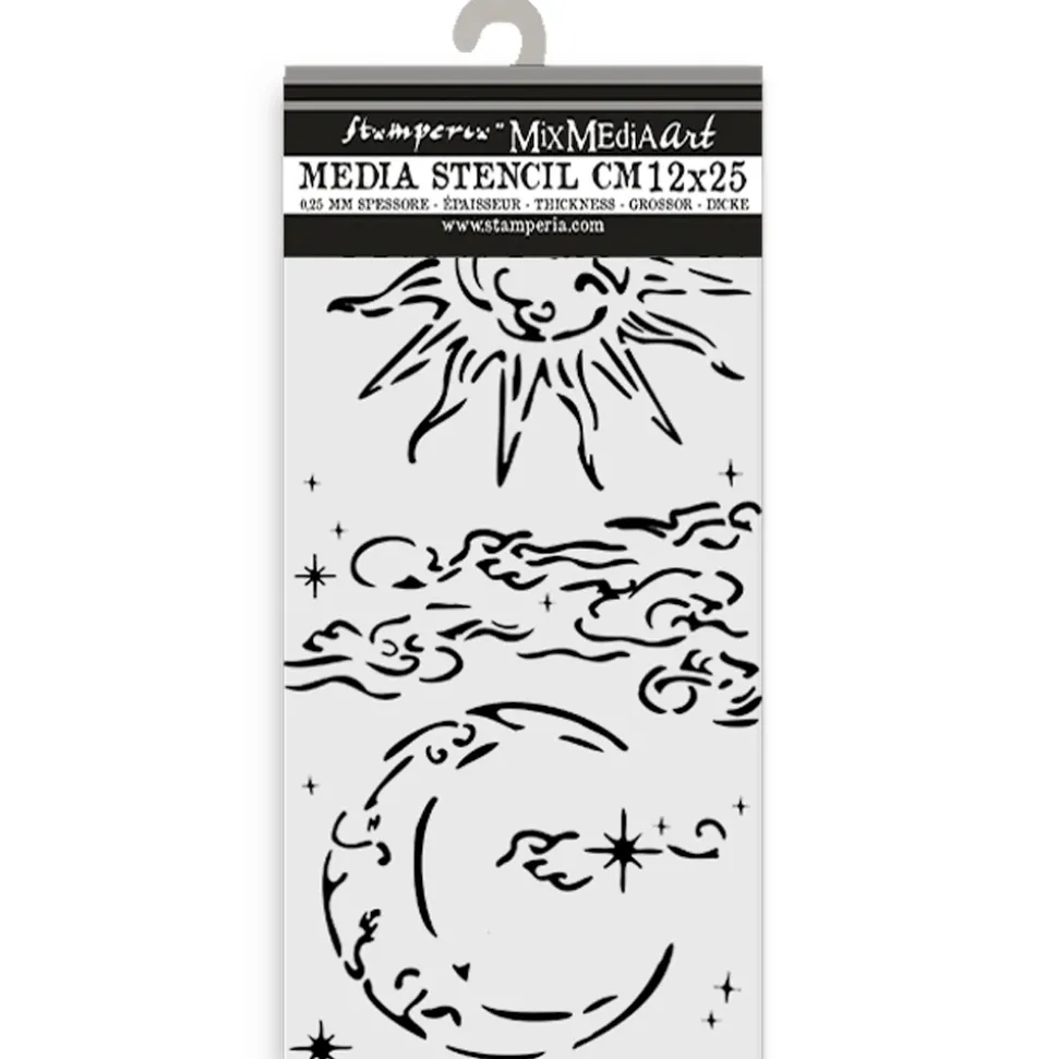 Plantilla de stencil Sol y Luna Masquerade Stamperia 12x25cm