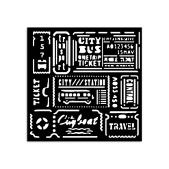 Plantilla de stencil Tickets Art of Travelling Stamperia 12x12cm