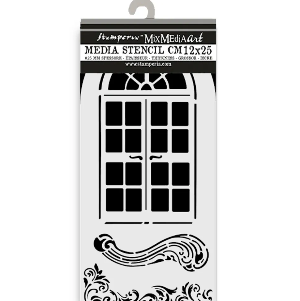 Plantilla de stencil Ventana Masquerade Stamperia 12x25cm