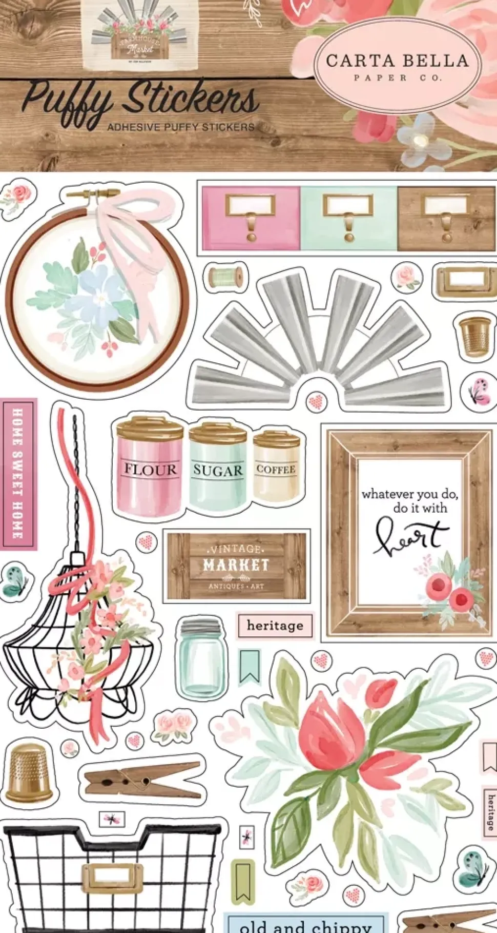 Puffy Stickers Farmhouse Market Carta Bella