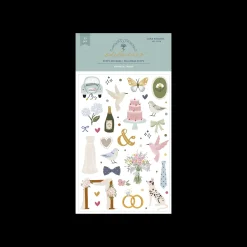 Puffy stickers Ilustraciones Boda Edelweiss Lora Bailora