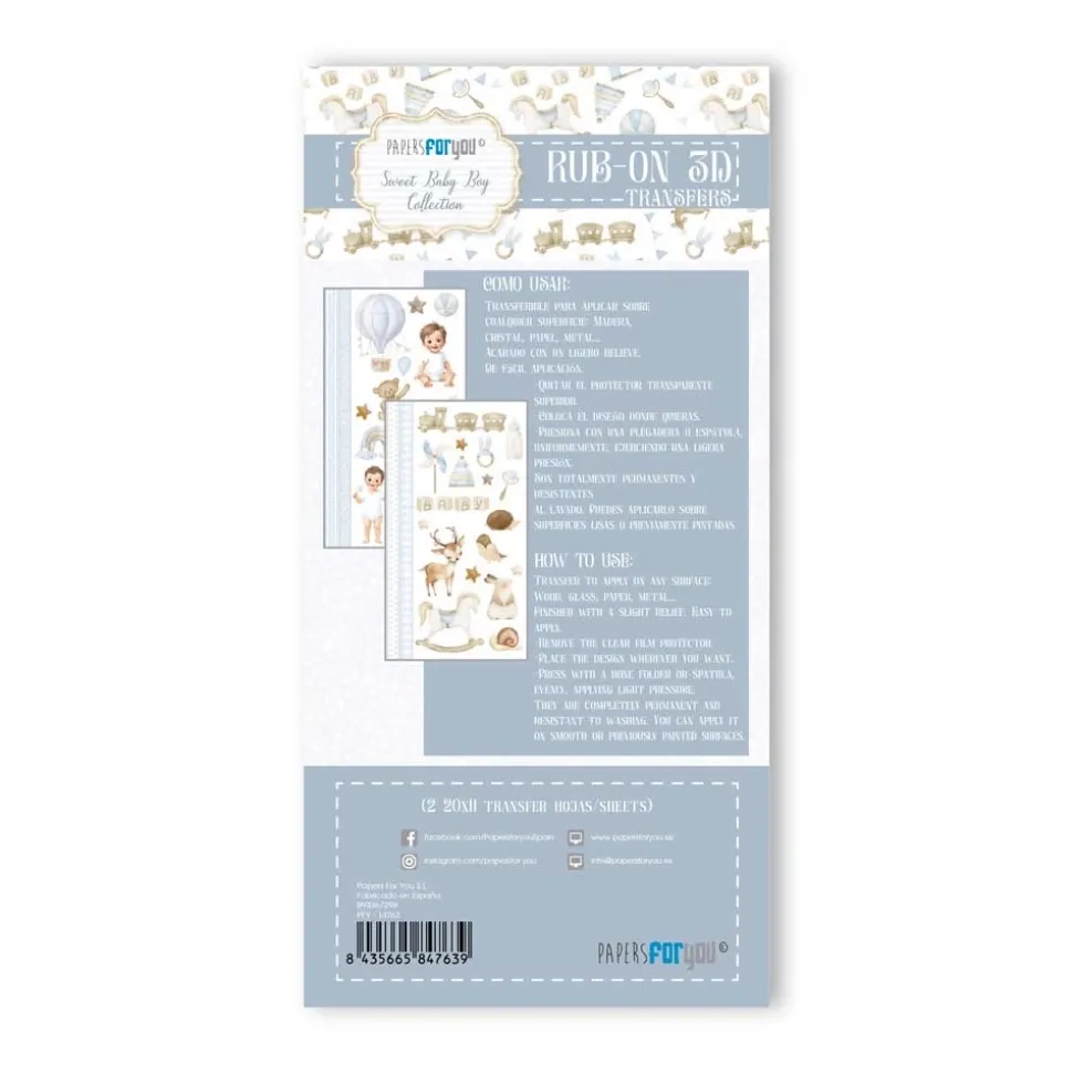 Rub-on 3D Sweet Baby Boy PapersForYou