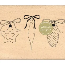 Sello de Madera Bolas de Navidad Enchantement Florilèges Design