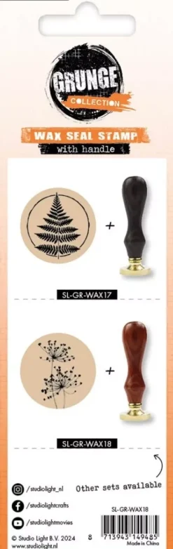 Sello para lacre con mango Flores Grunge Collection Studio Light