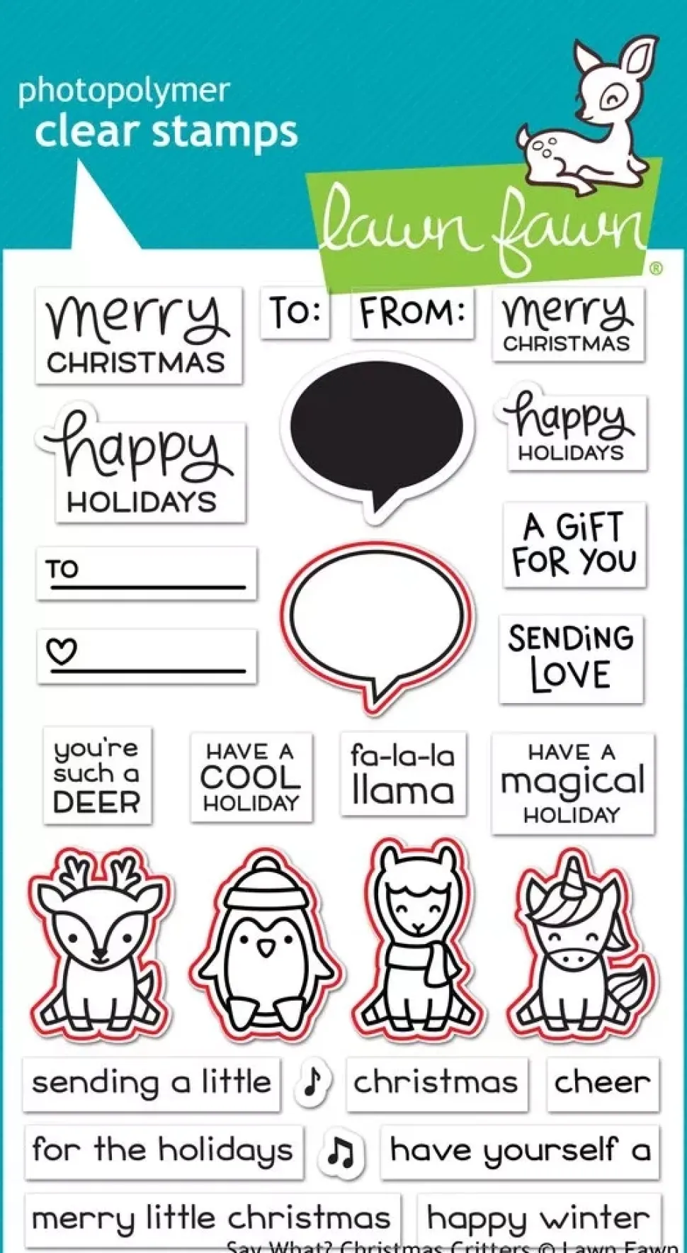 Sello transparente Say what? Christmas critters - Lawn fawn