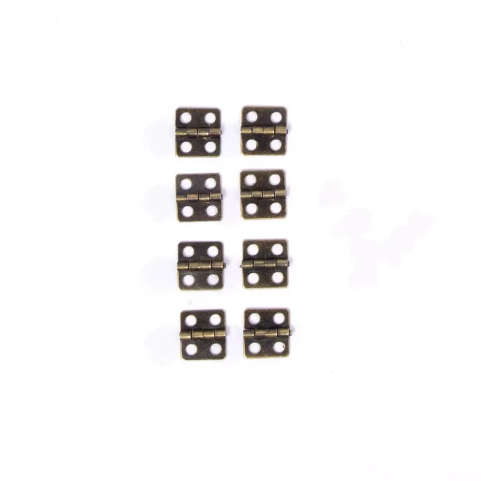Set 8 Bisagras Cuadradas Bronce Viejo Pequeñas