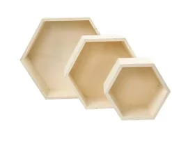 Set 3 Cajas Hexagonales de Madera Creativ Company