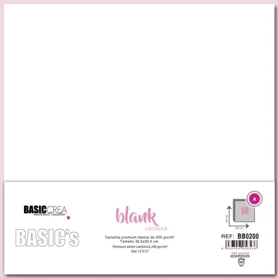 Set cartulinas Blancas Premium Basic Crea 30x30cm 200gr