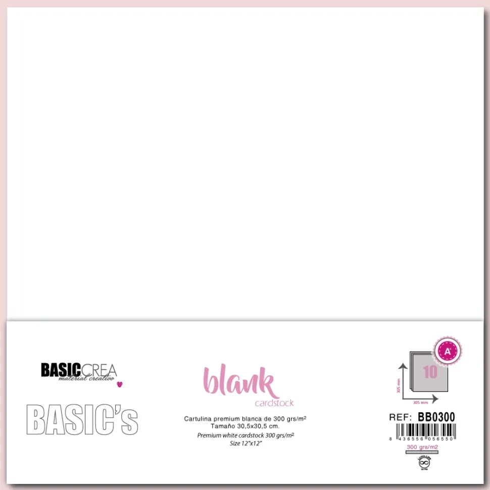 Set cartulinas Blancas Premium Basic Crea 30x30cm 300gr