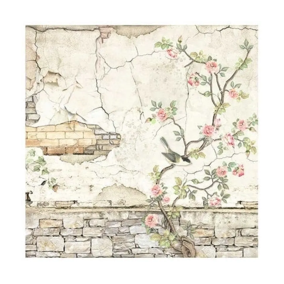 Set 4 hojas de tela Fabric House of Roses Stamperia 30x30cm