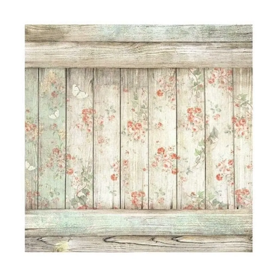 Set 4 hojas de tela Fabric House of Roses Stamperia 30x30cm