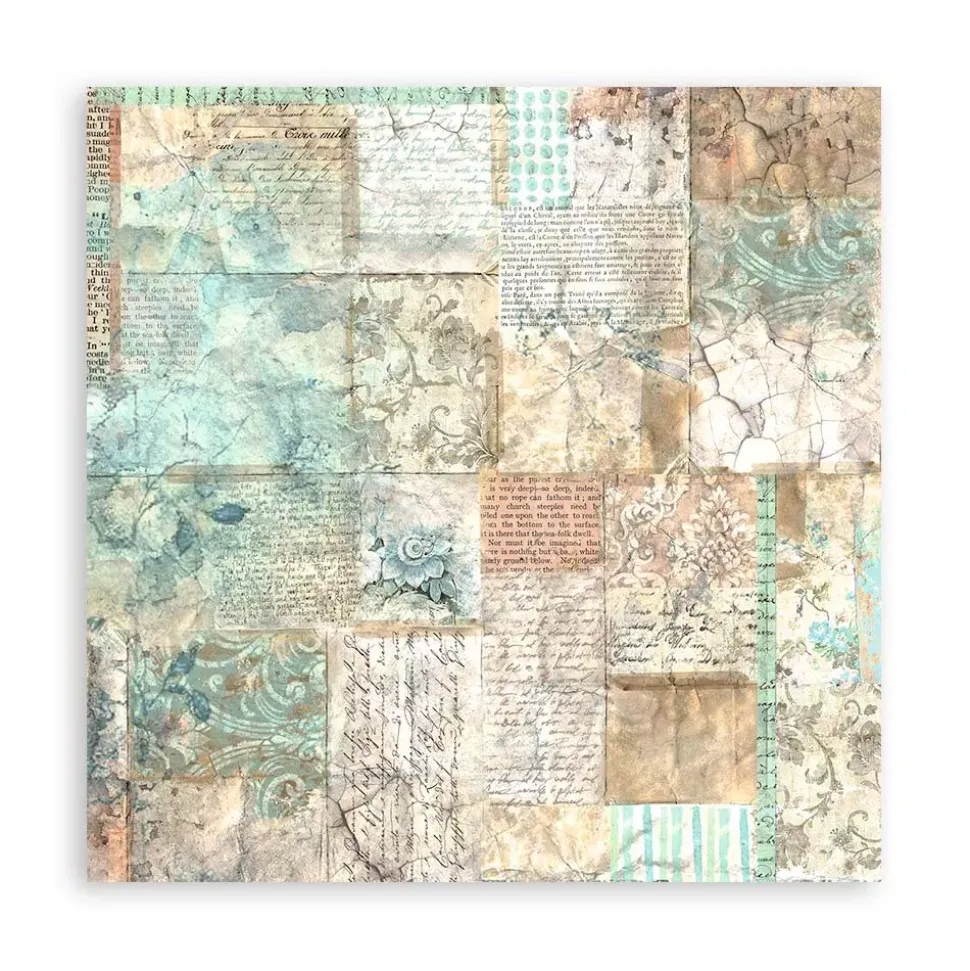 Set 4 hojas de tela Fabric Wonderland Stamperia 30x30cm