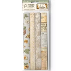 Set 4 hojas de tela Fabric Romantic Golden Harmony Stamperia 30x30cm