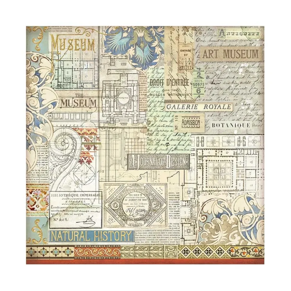 Set 4 hojas de tela Fabric Art of Travelling Stamperia 30x30cm