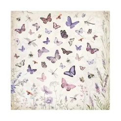 Set 4 hojas de tela Fabric Lavender Stamperia 30x30cm