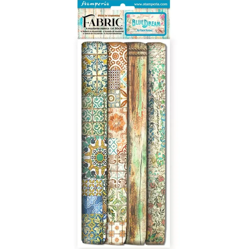 Set 4 Hojas de Tela Fabric Blue Dream Stamperia 30x30cm
