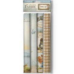 Set 4 hojas de tela Fabric Romantic Hidden Grove Stamperia 30x30cm