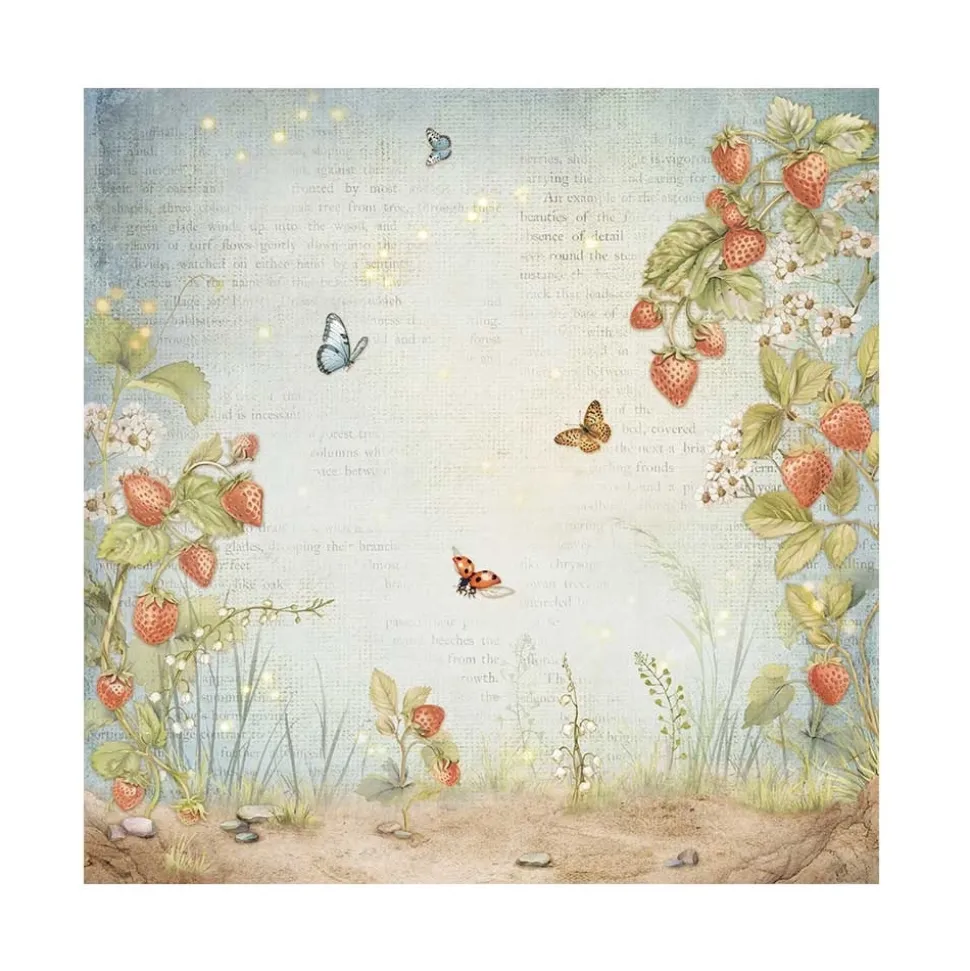 Set 4 hojas de tela Fabric Romantic Hidden Grove Stamperia 30x30cm