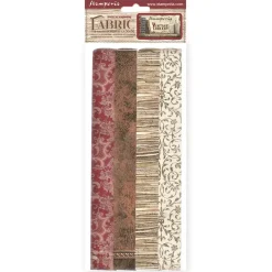 Set 4 hojas de tela Vintage Library Stamperia 30x30cm