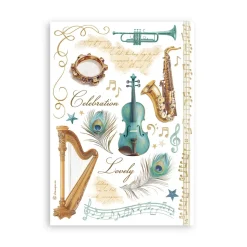 Set 8 hojas de washi tape Masquerade Stamperia A5