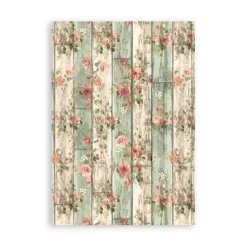 Set 8 hojas de washi tape House of Roses Stamperia A5