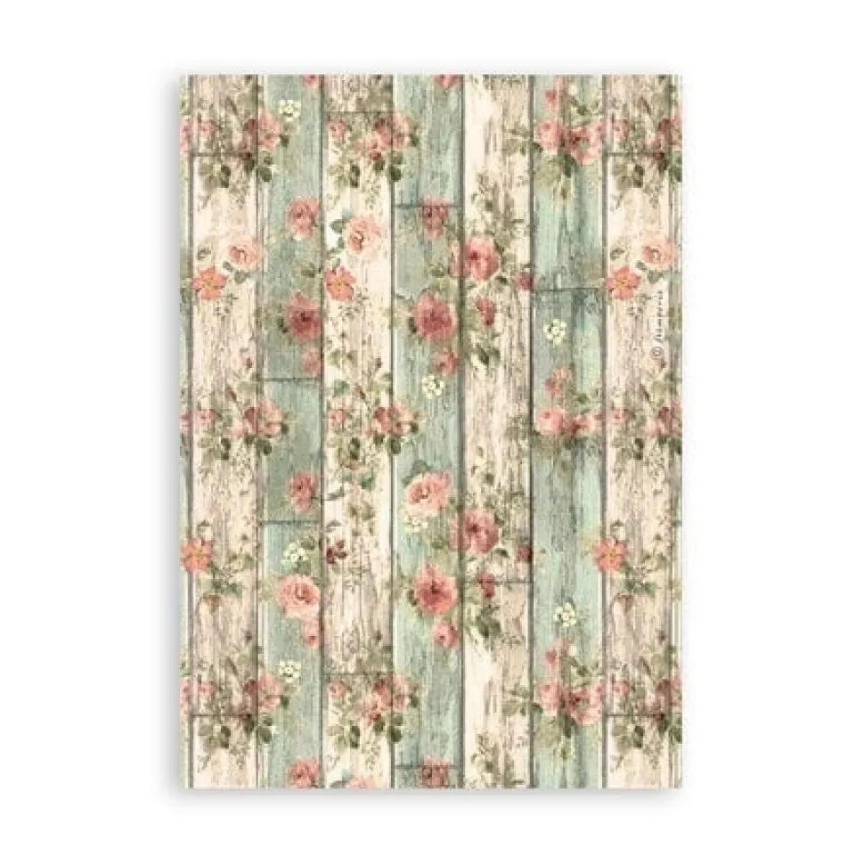 Set 8 hojas de washi tape House of Roses Stamperia A5