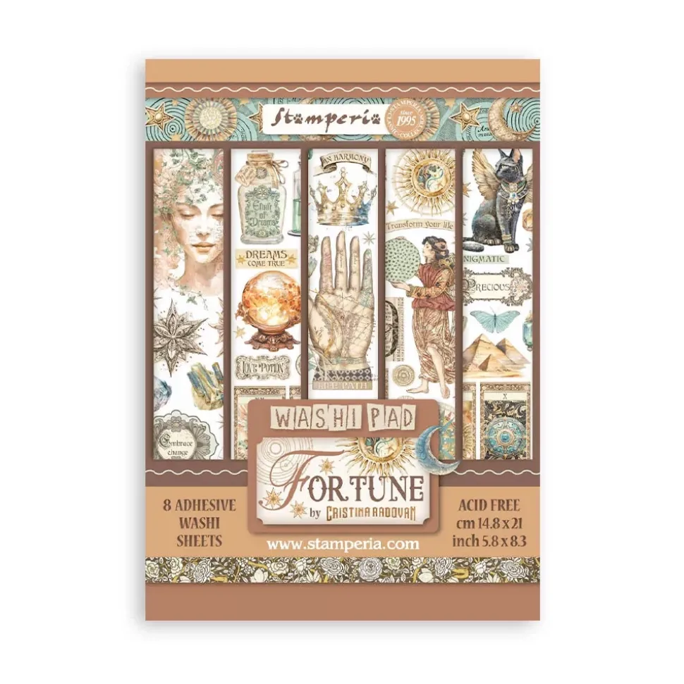 Set 8 hojas de washi tape Fortune Stamperia A5