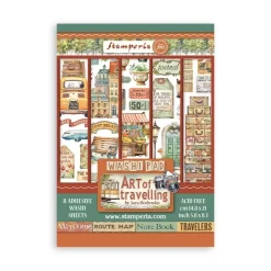 Set 8 hojas de washi tape Art of Travelling Stamperia A5