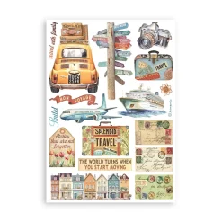 Set 8 hojas de washi tape Art of Travelling Stamperia A5