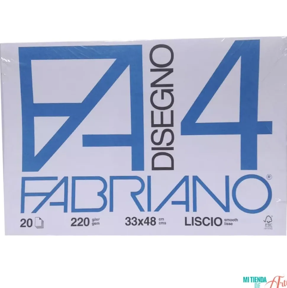 Set 20 Hojas Disegno-4 Grano Fino 33x48cm Fabriano 220 g/m²