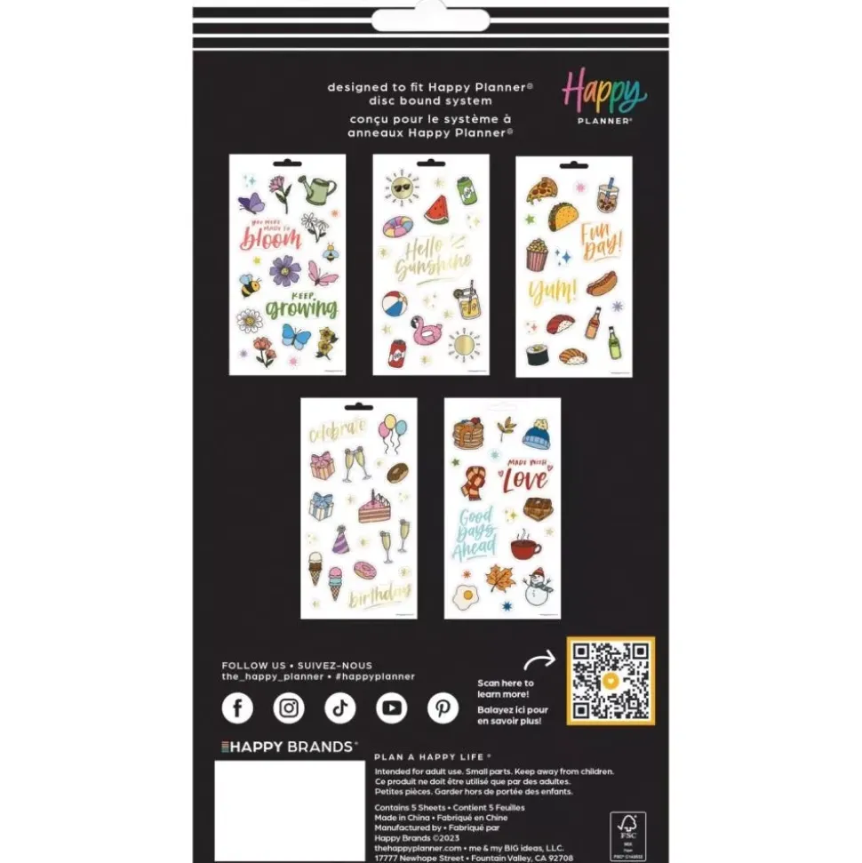 Set 5 hojas Stickers All The Things Icons Happy Planner