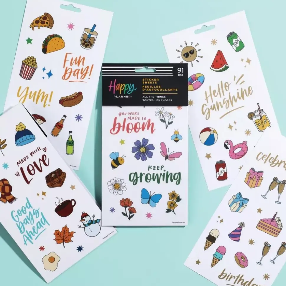 Set 5 hojas Stickers All The Things Icons Happy Planner