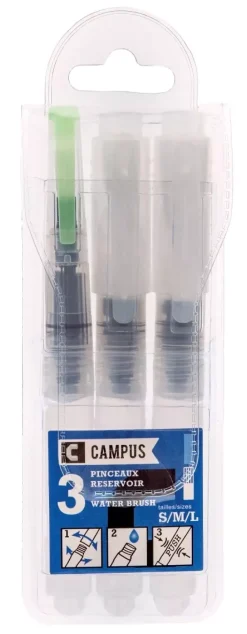 Set 3 Mini Pinceles con Depósito Punta Redonda Campus Raphaël